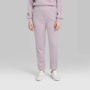 NEW! Women's Plus Size High-Rise Velour Purple Jogger - Wild Fable